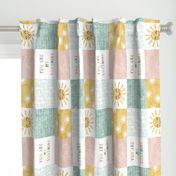 You are my sunshine wholecloth - multi - suns patchwork - face -  pink, teal, gold (90) - LAD20