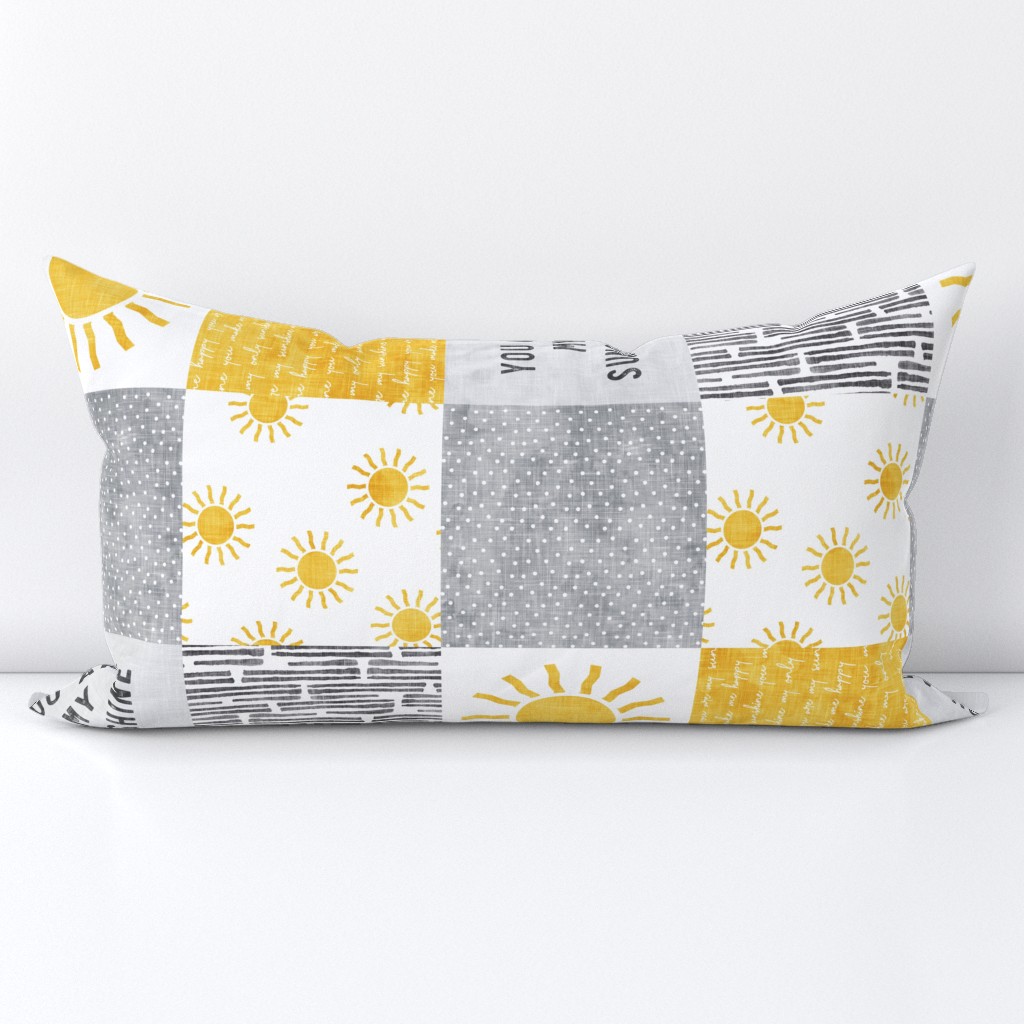 You are my sunshine wholecloth - sun patchwork - yellow and grey  (90) - LAD20