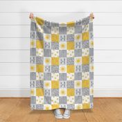 You are my sunshine wholecloth - sun patchwork - yellow and grey  (90) - LAD20