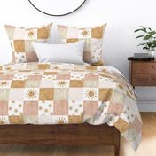 You are my sunshine wholecloth - suns patchwork - face - pink and tan (90) - LAD20
