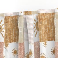 You are my sunshine wholecloth - suns patchwork - face - pink and tan (90) - LAD20