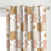 You are my sunshine wholecloth - suns patchwork - face - pink and tan (90) - LAD20