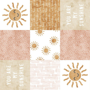 You are my sunshine wholecloth - suns patchwork - face - pink and tan (90) - LAD20