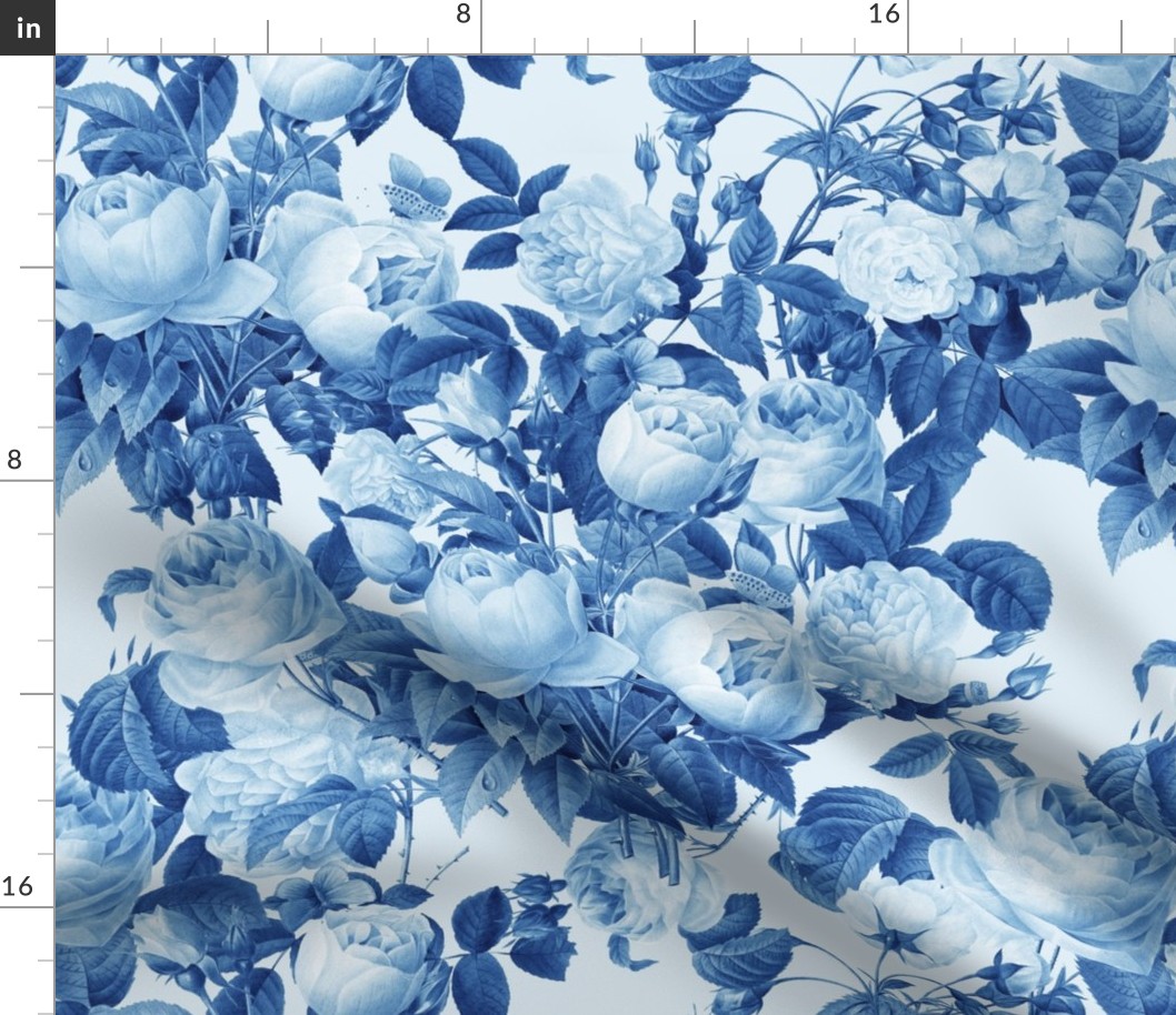 Classic Blue Floral Large Pattern