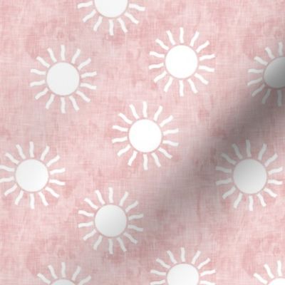 (small scale) Sunshine - suns on pink - coordinate to pink and gold - LAD20