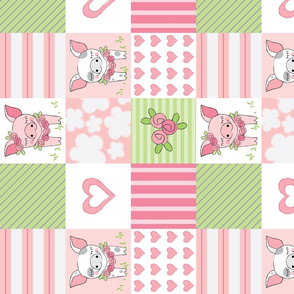 rotated pigs and roses wholecloth