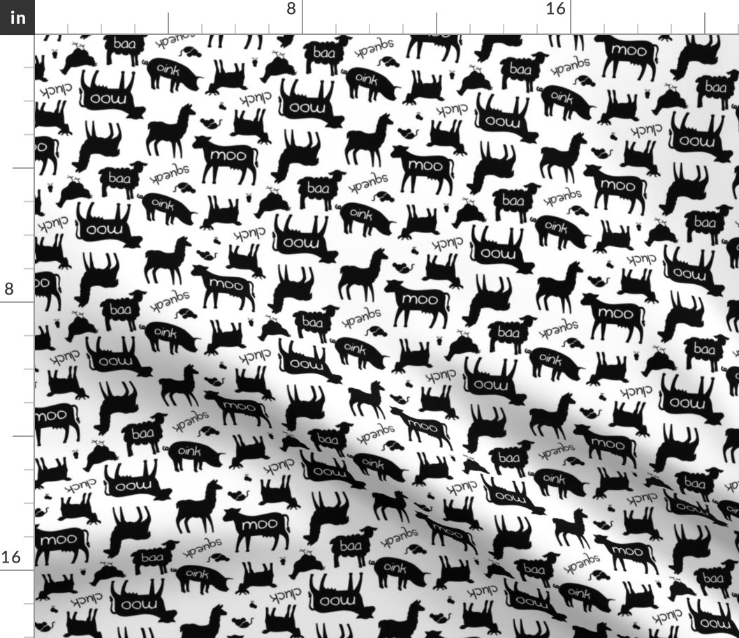 Farm Animals Say Black & White