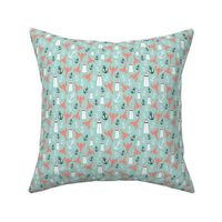 Lobster Ditsy in Coral and Mint