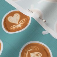 Coffee Art on teal (Large scale)