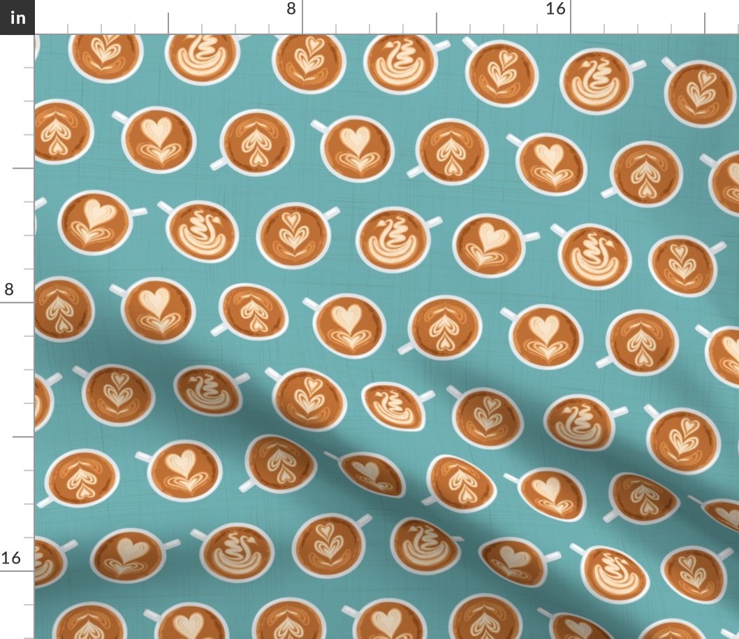 Coffee Art on teal (Large scale)
