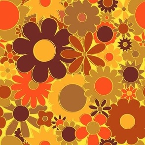 Funky Daisy Floral in Electric Orange