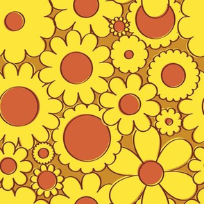 Groovy Daisy Floral in Goldenrod + Yellow