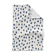 classic cobalt blue speckle marks on natural linen look