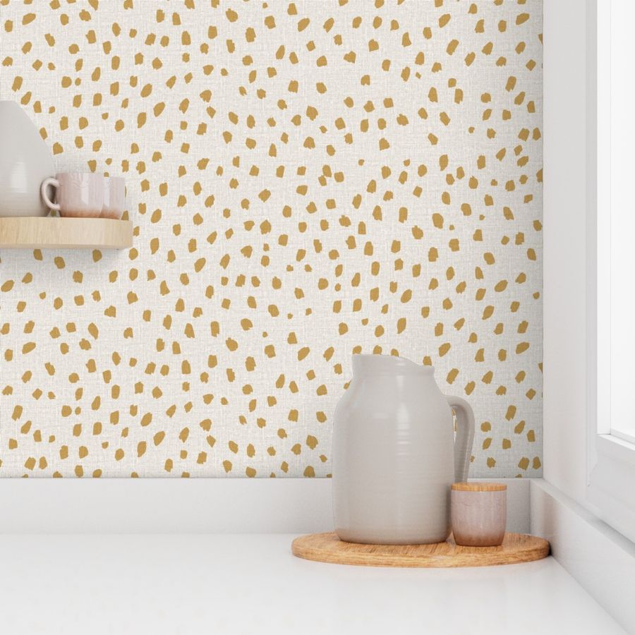 yellow ochre speckle marks - natural linen look - gender neutral kids room