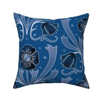 art nouveau flowers blue | large jumbo scale