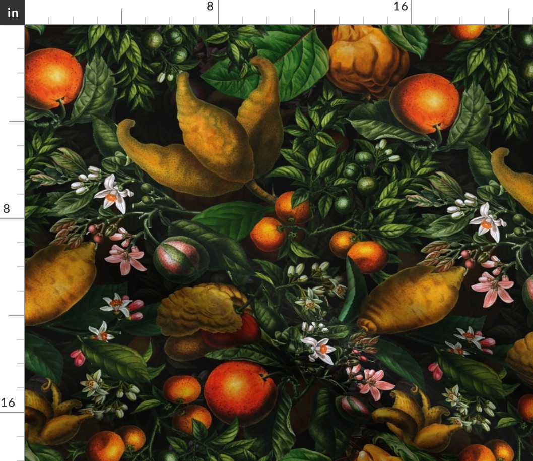 14" Vintage Citrus Fruit Pattern