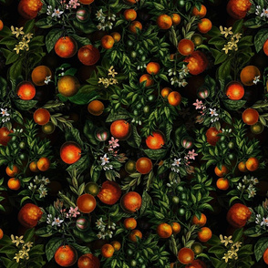 14" Vintage Oranges Fruit Pattern