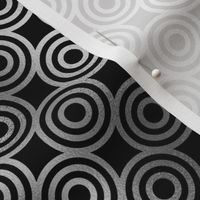Circle Rings in Black and Silver Vintage Faux Foil Art Deco Vintage Foil Pattern