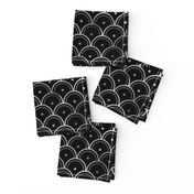 Dotted Scales in Black and Silver Vintage Faux Foil Art Deco Vintage Foil Pattern