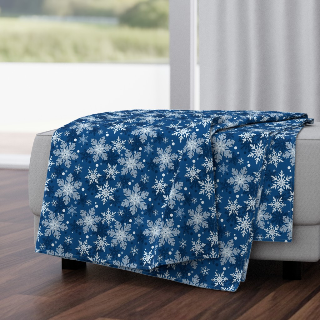 Classic Blue Snowflake Pattern Winter