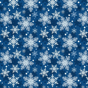 Classic Blue Snowflake Pattern Winter