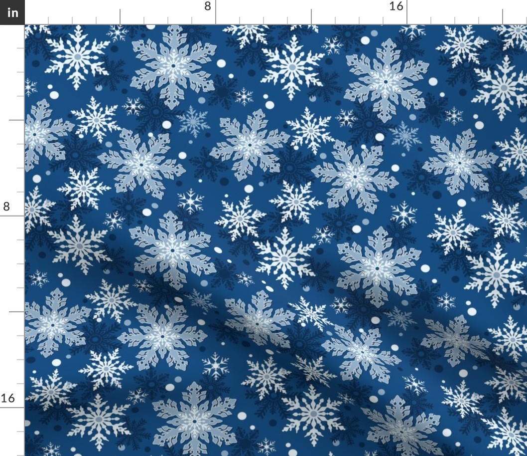 Classic Blue Snowflake Pattern Winter