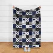 baby bear patchwork quilt top || buffalo plaid (blue)  C20BS