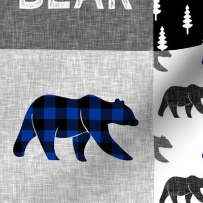 baby bear patchwork quilt top || buffalo plaid (blue)  C20BS