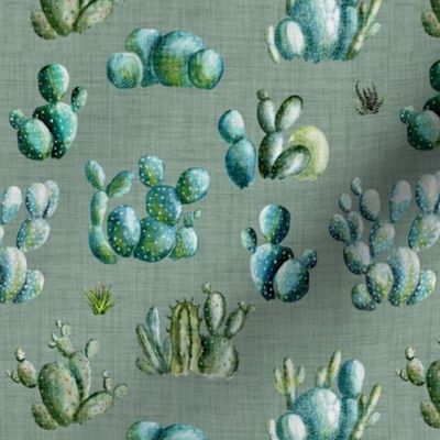 Desert Cactus // Sage Linen