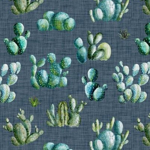 Desert Cactus // Gray Blue Linen