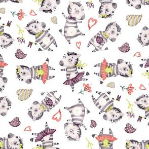 Watercolor cute nursery baby zebra friends