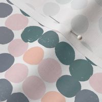 Muted Chill Dots in coral, pink, blue, and green