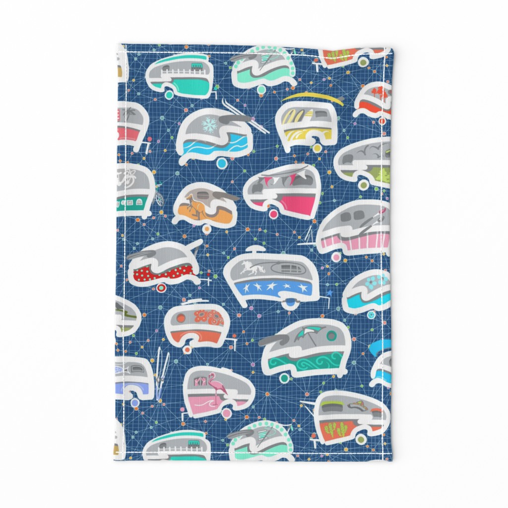 Vintage Kitschy Chick Campers | Multi / Classic Blue