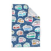 Vintage Kitschy Chick Campers | Multi / Classic Blue