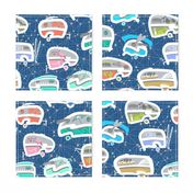 Vintage Kitschy Chick Campers | Multi / Classic Blue