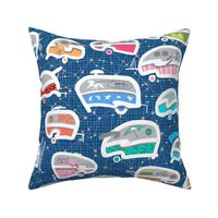 Vintage Kitschy Chick Campers | Multi / Classic Blue