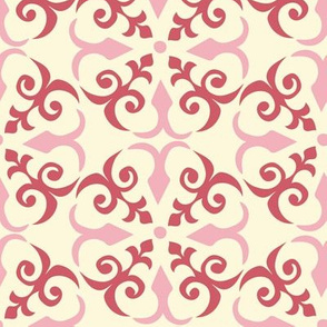 Lattice Be Lovers: pinks on cream - Medium scale 