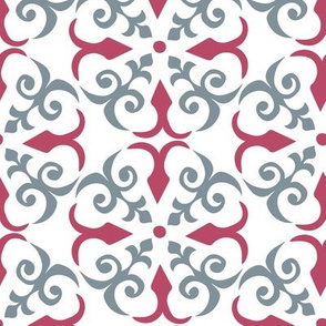 Shaker Lattice: Mauve & Gray on White - medium scale