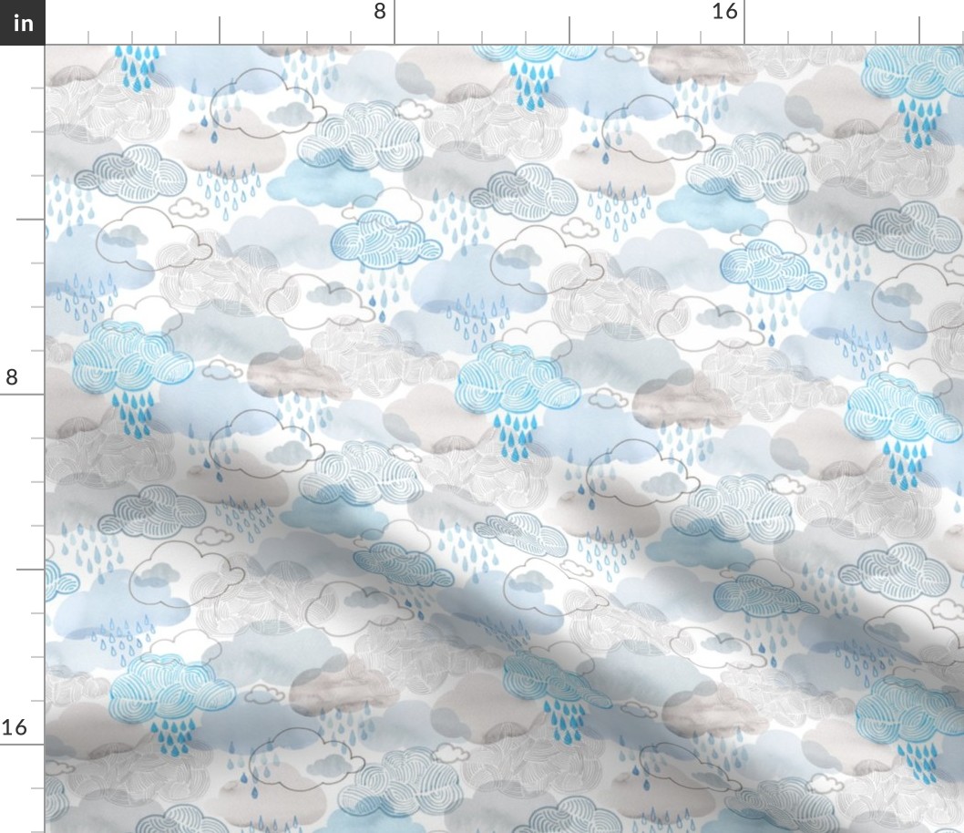 Doodle clouds and rain