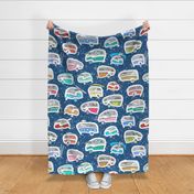 Vintage Kitschy Chick Campers Lg | Multi / Classic Blue