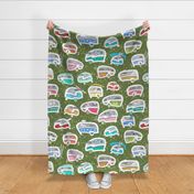 Vintage Kitschy Chick Campers Lg | Multi / Olive Green