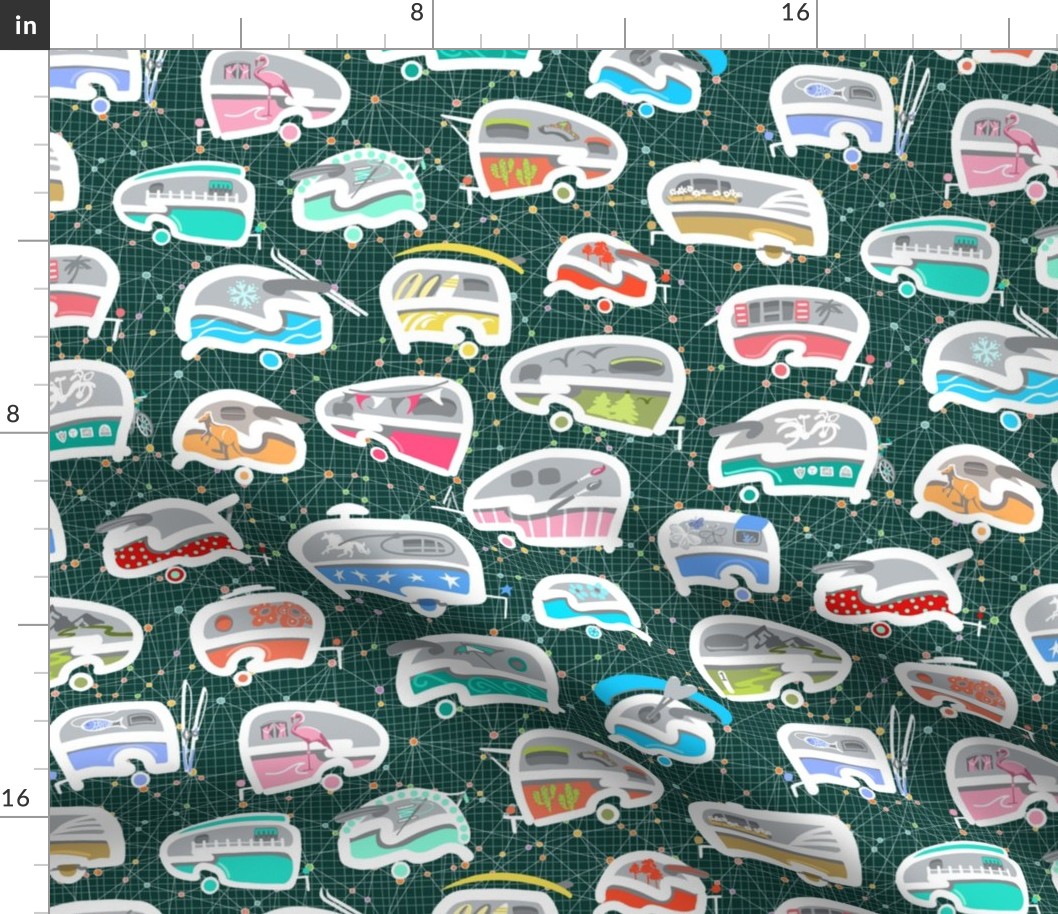 Vintage Kitschy Chick Campers | Multi / Teal Green Dp