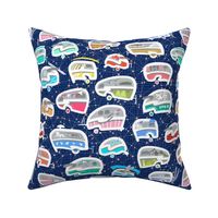 Vintage Kitschy Chick Campers | Multi / Navy