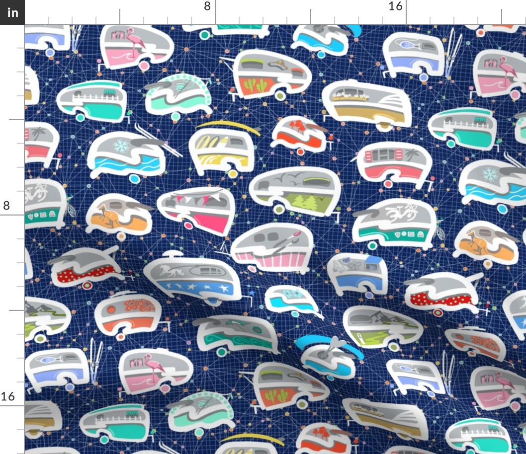 Vintage Kitschy Chick Campers | Multi / Navy