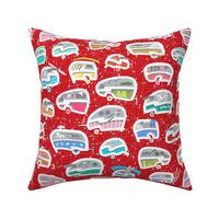 Vintage Kitschy Chick Campers | Multi / Red