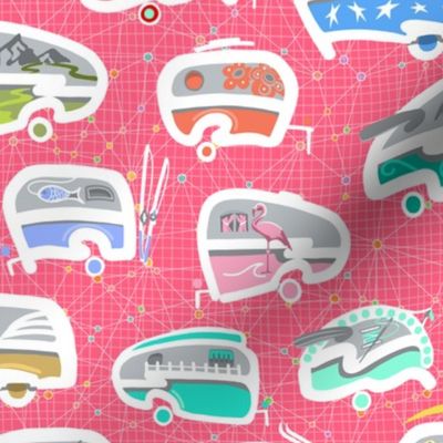 Vintage Kitschy Chick Campers | Multi / Pink