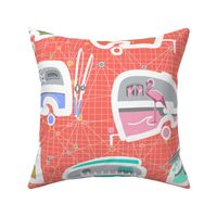 Vintage Kitschy Chick Campers Lg | Multi / Coral