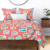Vintage Kitschy Chick Campers Lg | Multi / Coral
