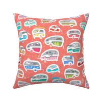 Vintage Kitschy Chick Campers | Multi / Coral