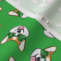 St Pattys Day Corgi - Green - Shamrock glasses - welsh corgi dog - green  - LAD20